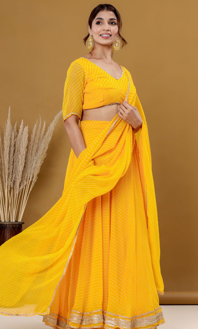 Haldi Yellow Bandhani Lehenga Set