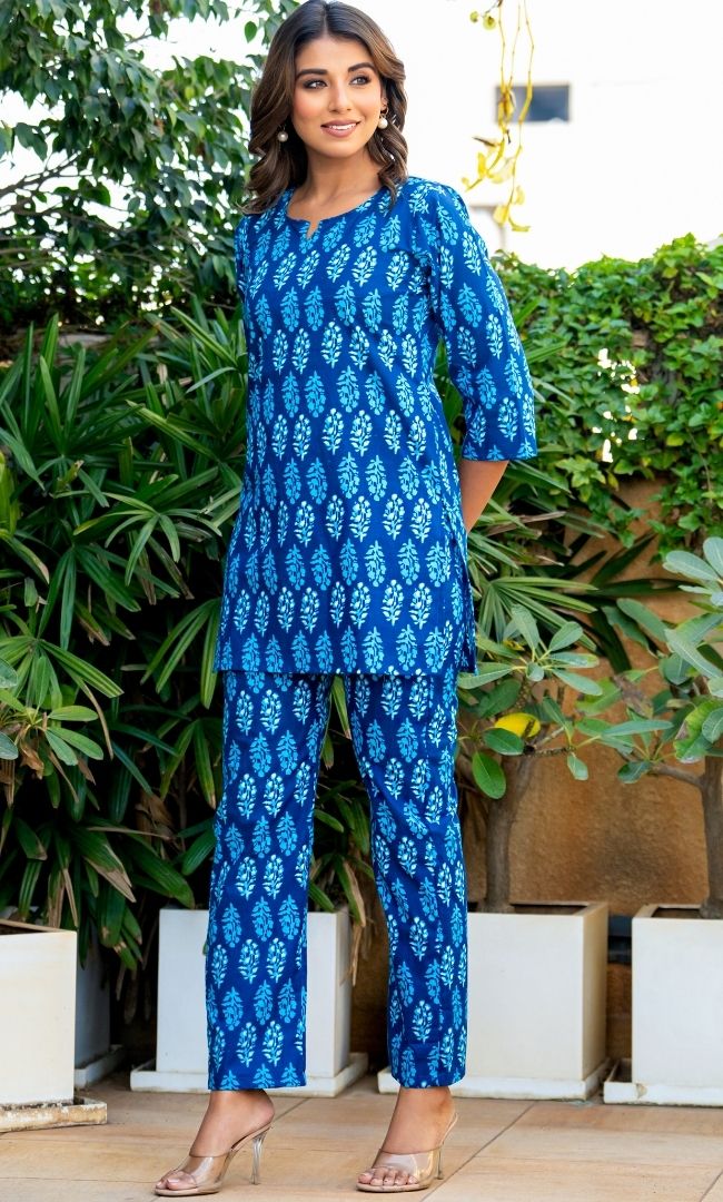 Indigo Garden Printed Rozana Set
