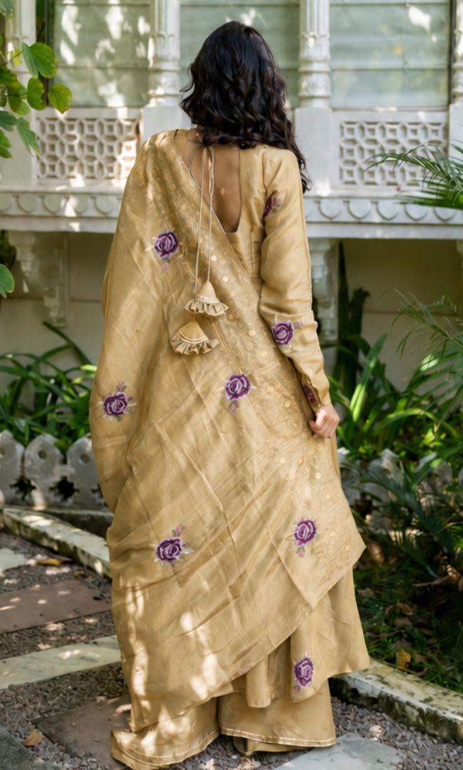 Shireen Golden Anarkali Set