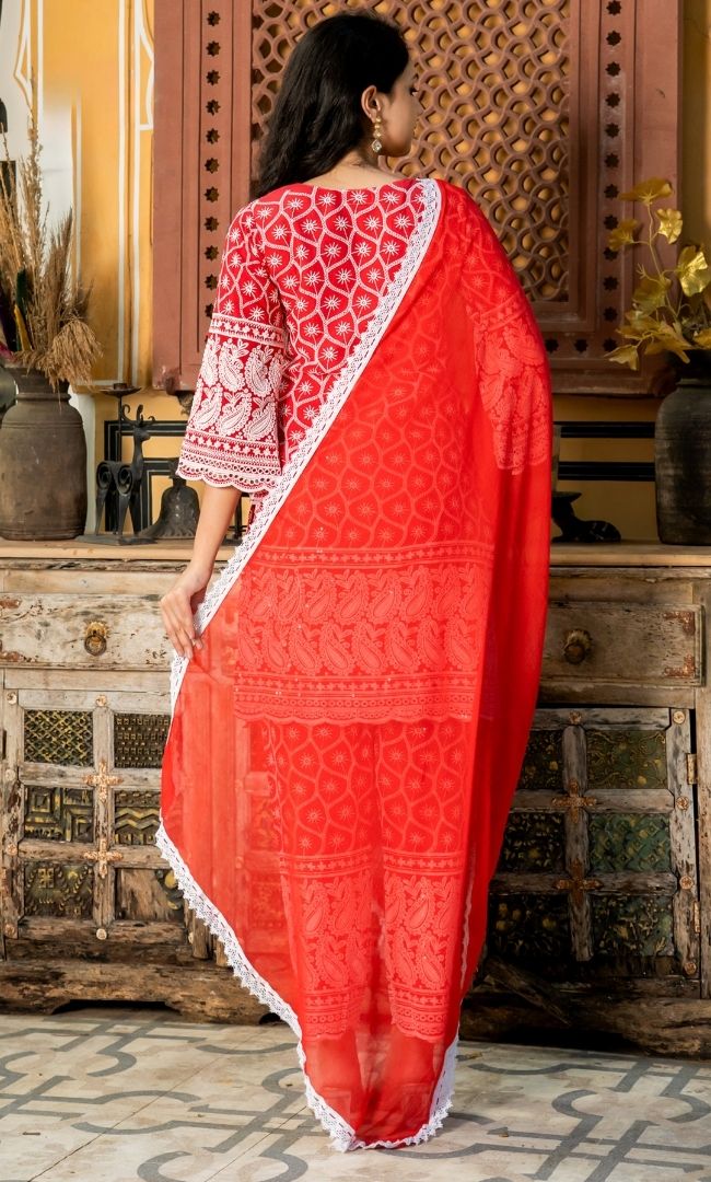 Rosa Red Chikanakri Suit Set