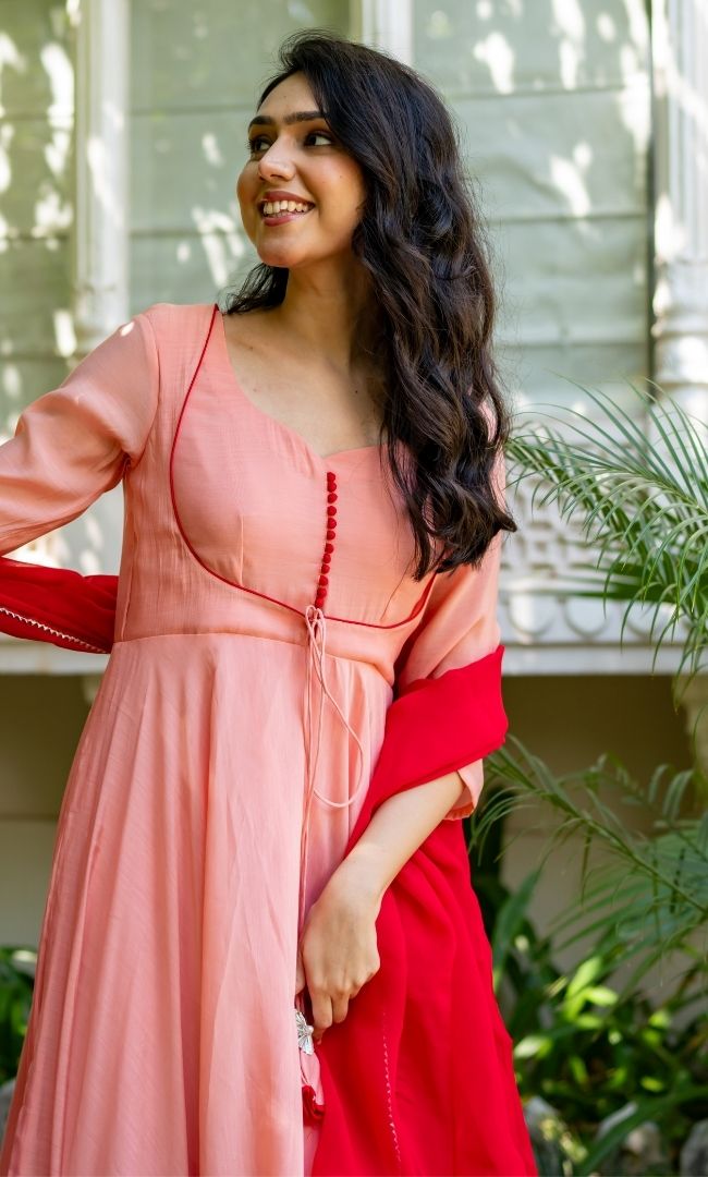 Phankhuri Mul Chanderi Anarkali Set