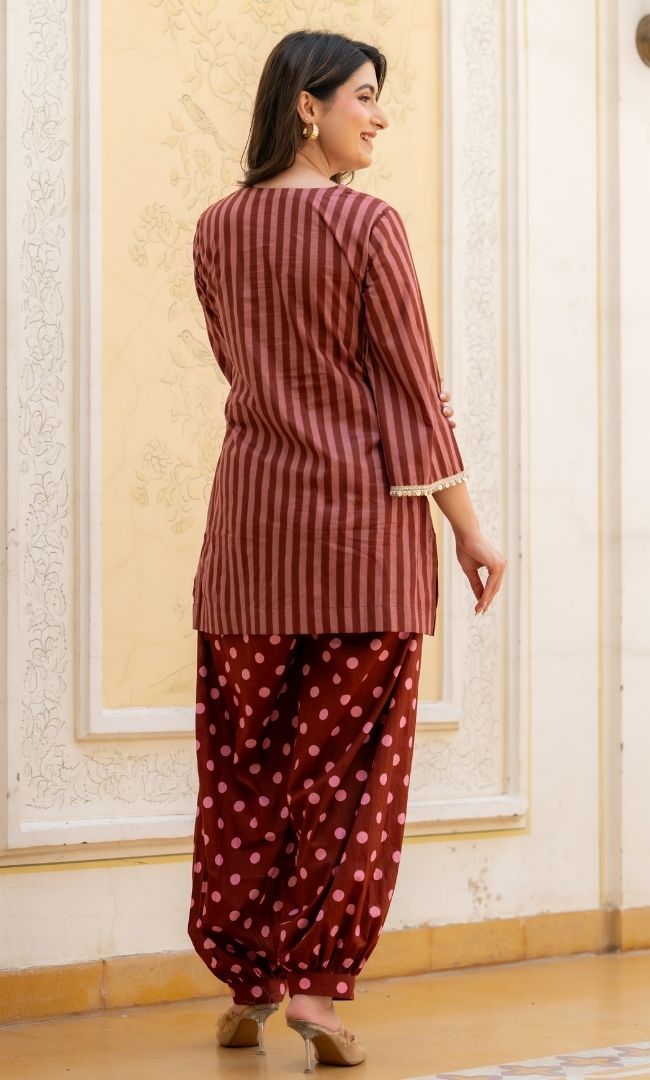 Seyran Brown Stripe Co-ord Set