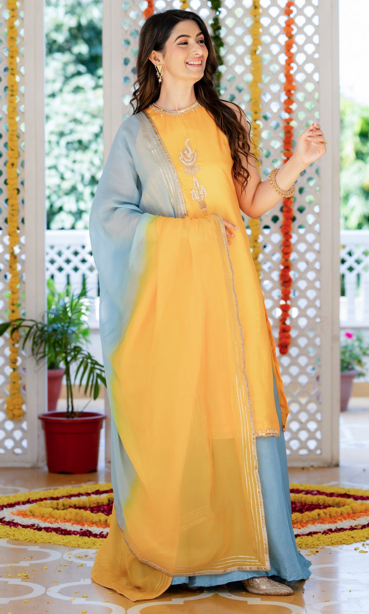 Alisha Yellow Upada Silk Suit Set