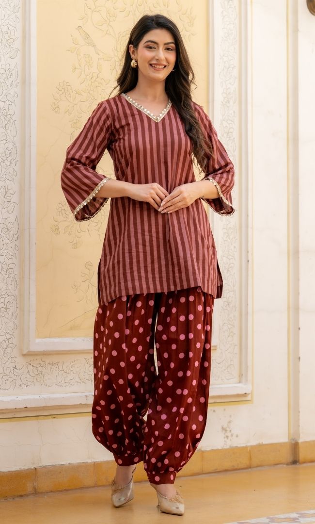 Seyran Brown Stripe Co-ord Set