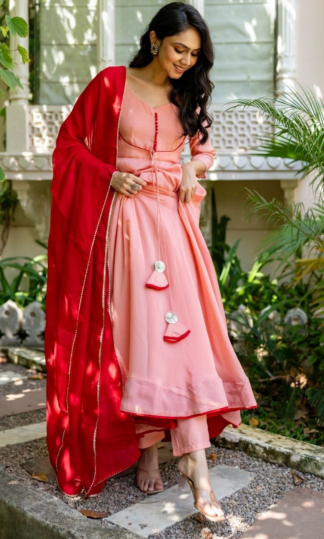 Phankhuri Mul Chanderi Anarkali Set