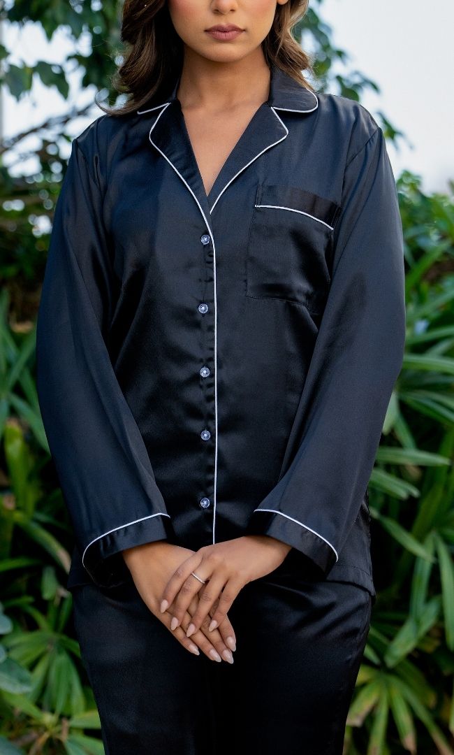 Satin Black Night Suit