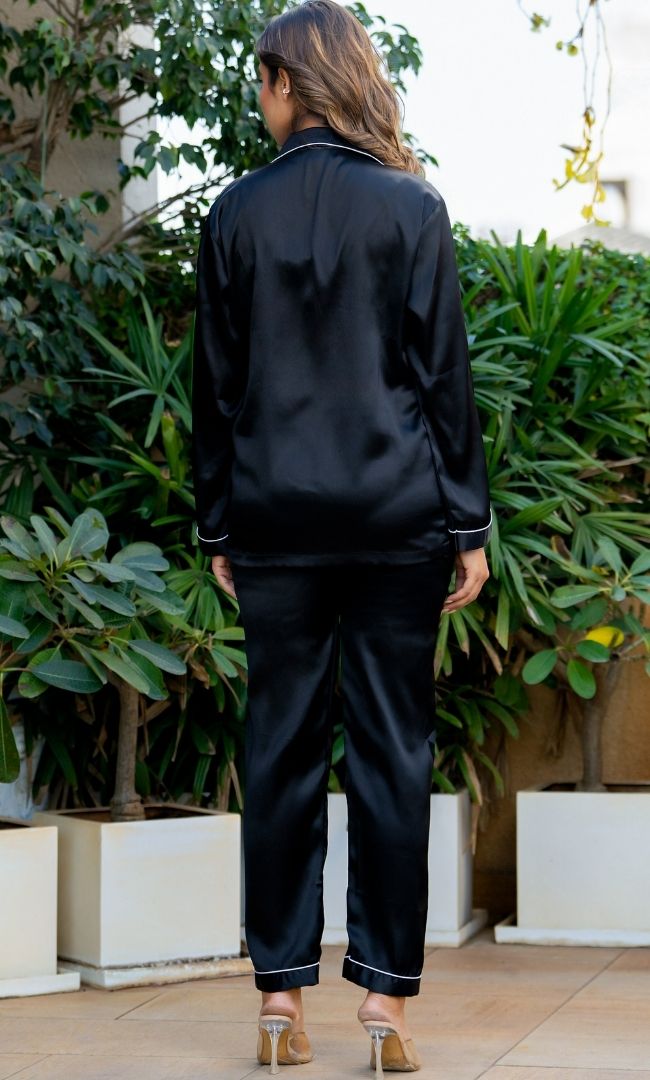 Satin Black Night Suit