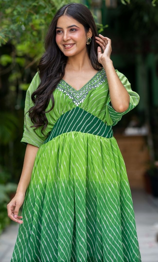 Royal Green Leheriya Ethnic Dress