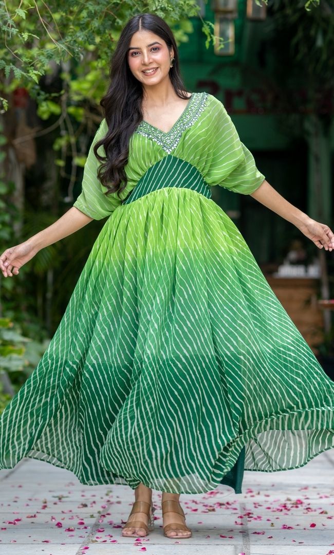 Royal Green Leheriya Ethnic Dress