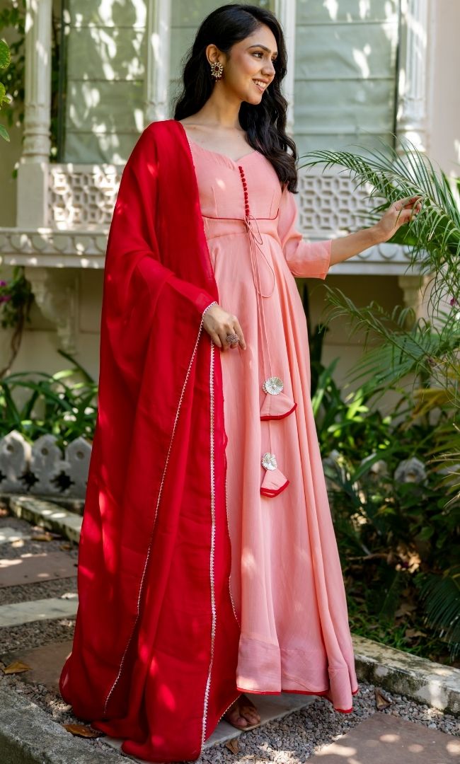 Phankhuri Mul Chanderi Anarkali Set
