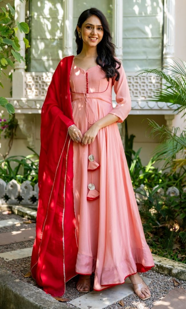 Phankhuri Mul Chanderi Anarkali Set