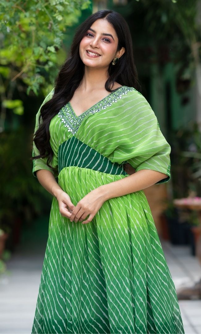 Royal Green Leheriya Ethnic Dress