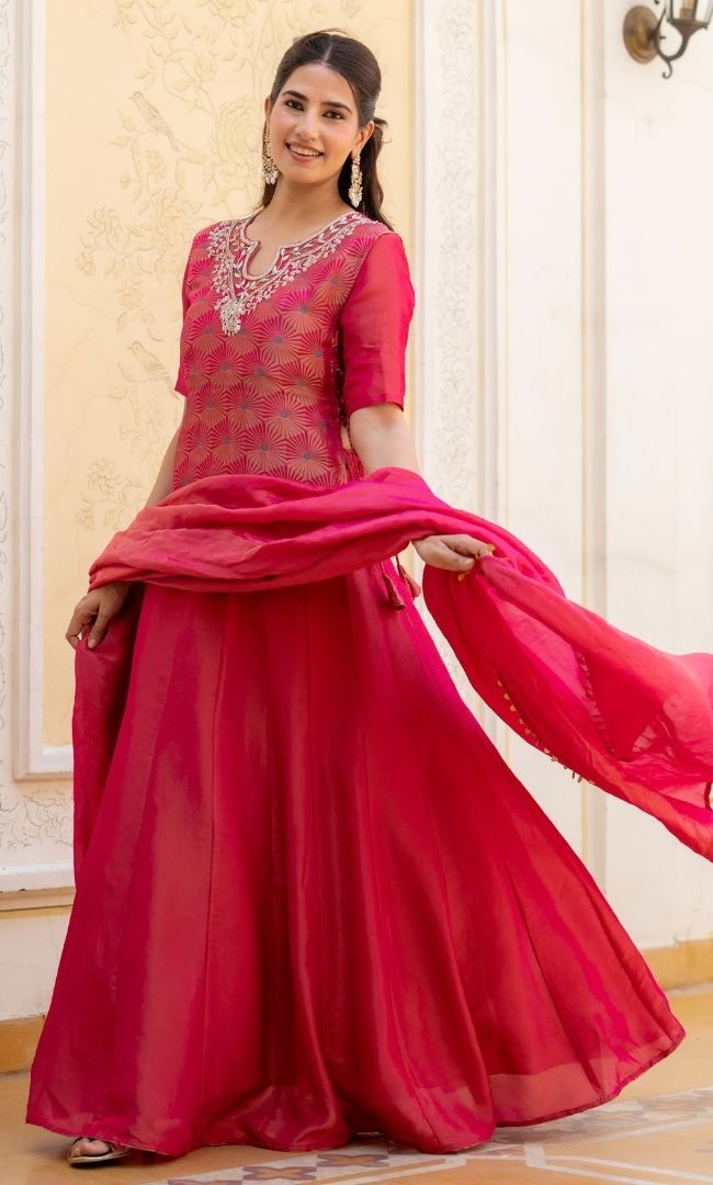 Yuvika Rani Pink Tissue Lehenga Set