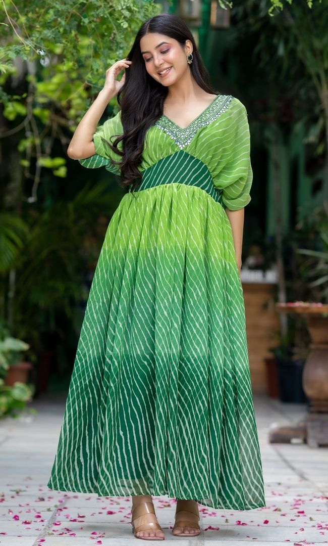 Royal Green Leheriya Ethnic Dress