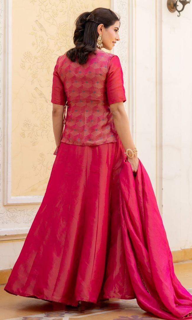 Yuvika Rani Pink Tissue Lehenga Set