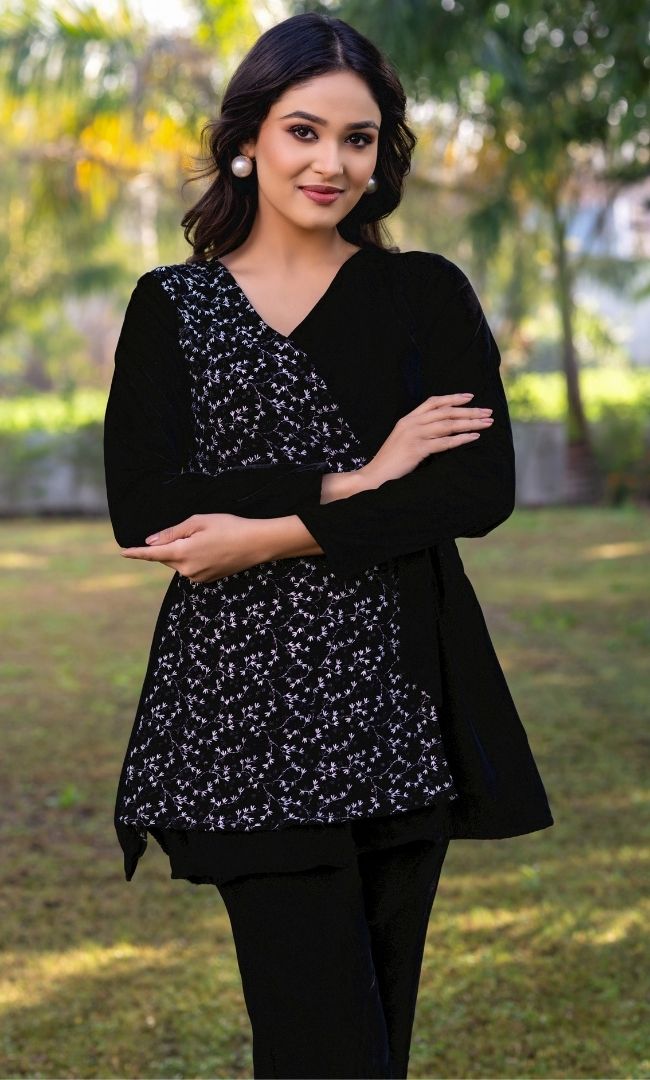 Black Embroidered Co-ord Set