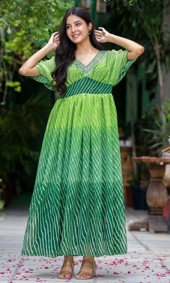 Royal Green Leheriya Ethnic Dress