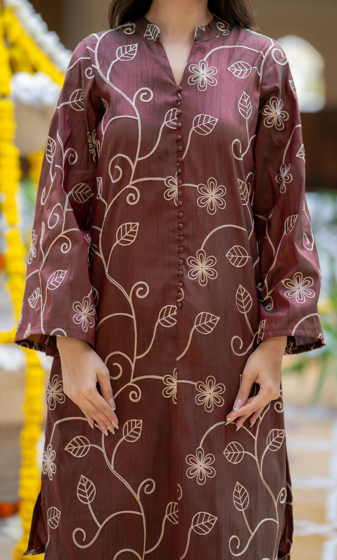 Brown Rang Tissue Co-ord Set