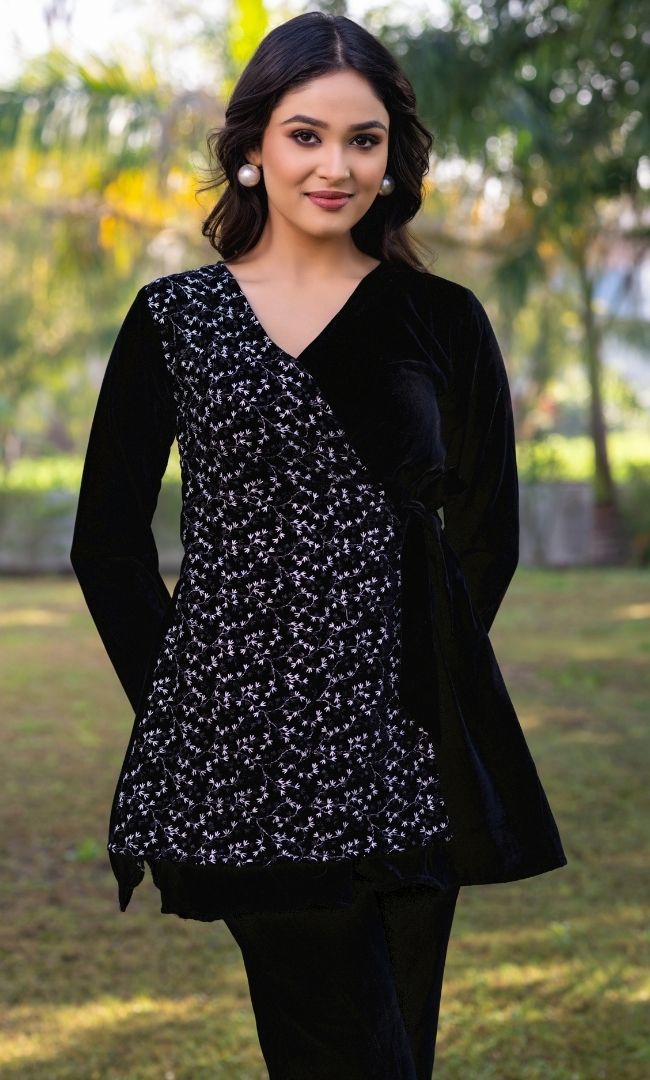 Black Embroidered Co-ord Set