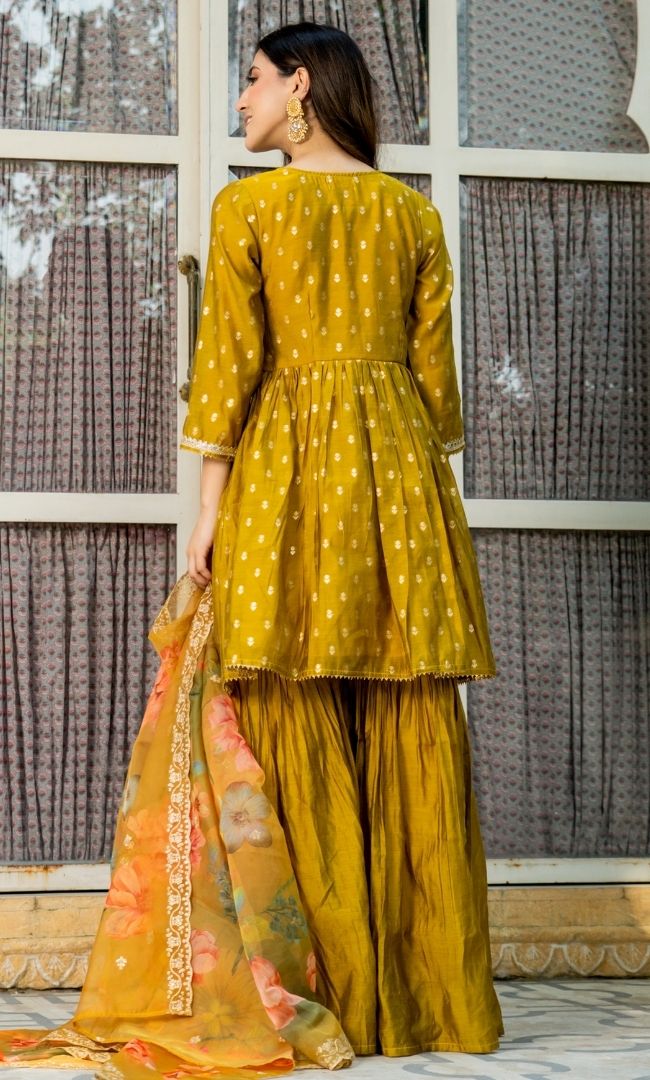 Goldenrod Chanderi Sharara Set