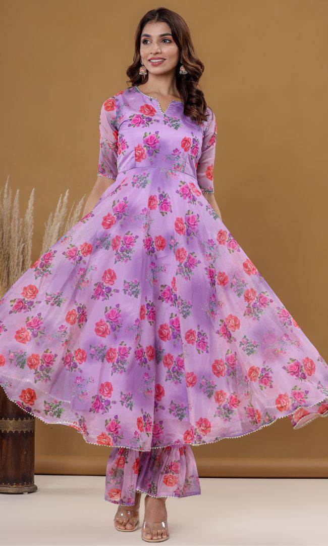 Iris Floral Anarkali Set