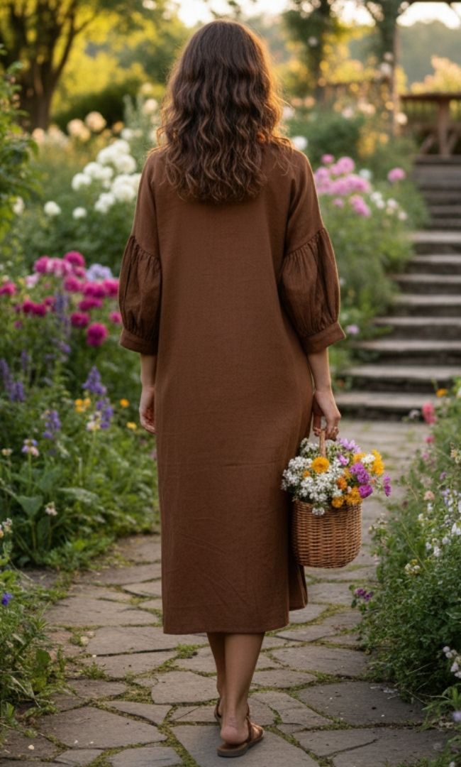 Dried Peony Brown Dress