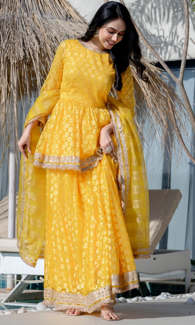 Festive Yellow Peplum Skirt
