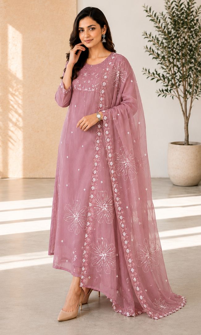 Turkish Rose Chanderi Suit Set