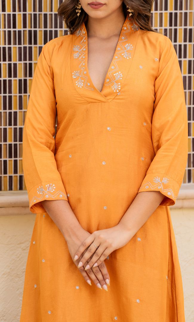 Naghma Mustard Handwork Kurta
