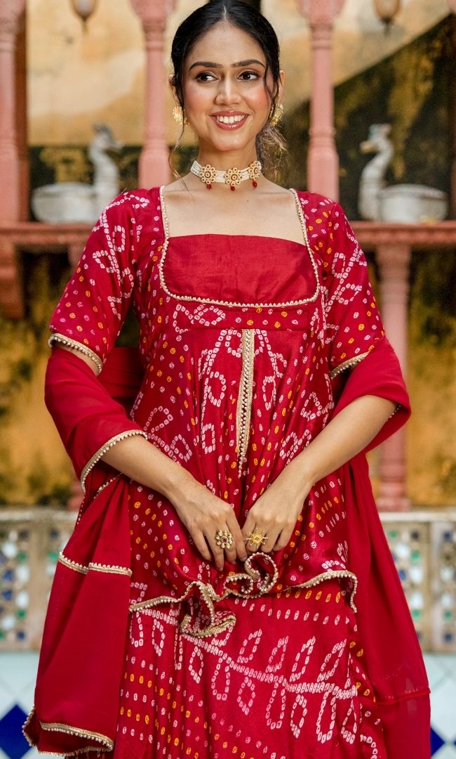 Mehrunisa Bandhej Skirt Set