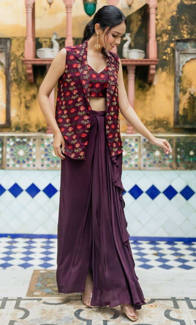 Florine Wine Jacket Set