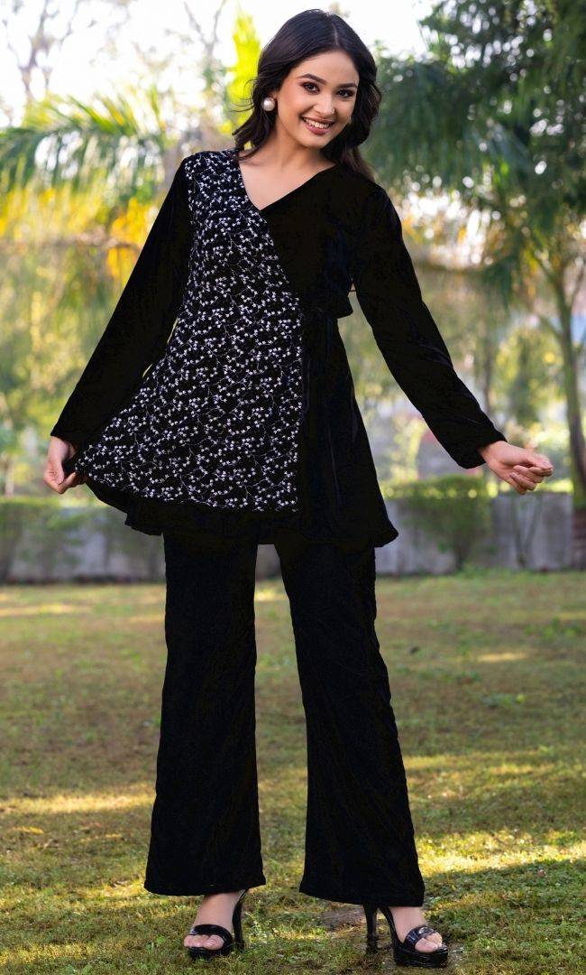 Black Embroidered Co-ord Set