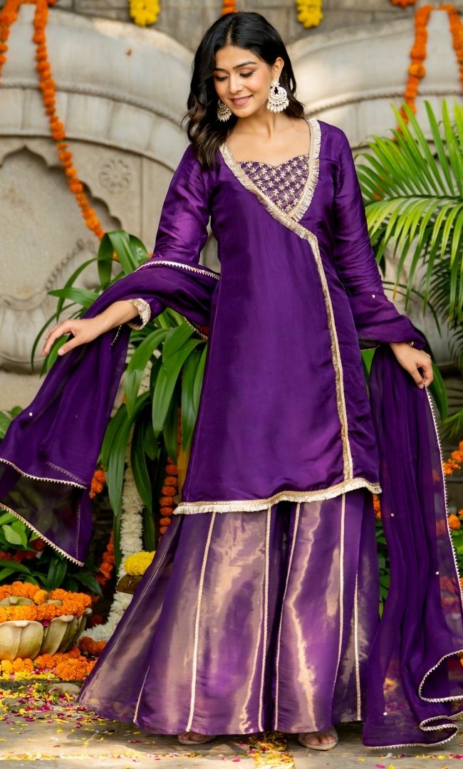 Jasmin Purple Sharara set