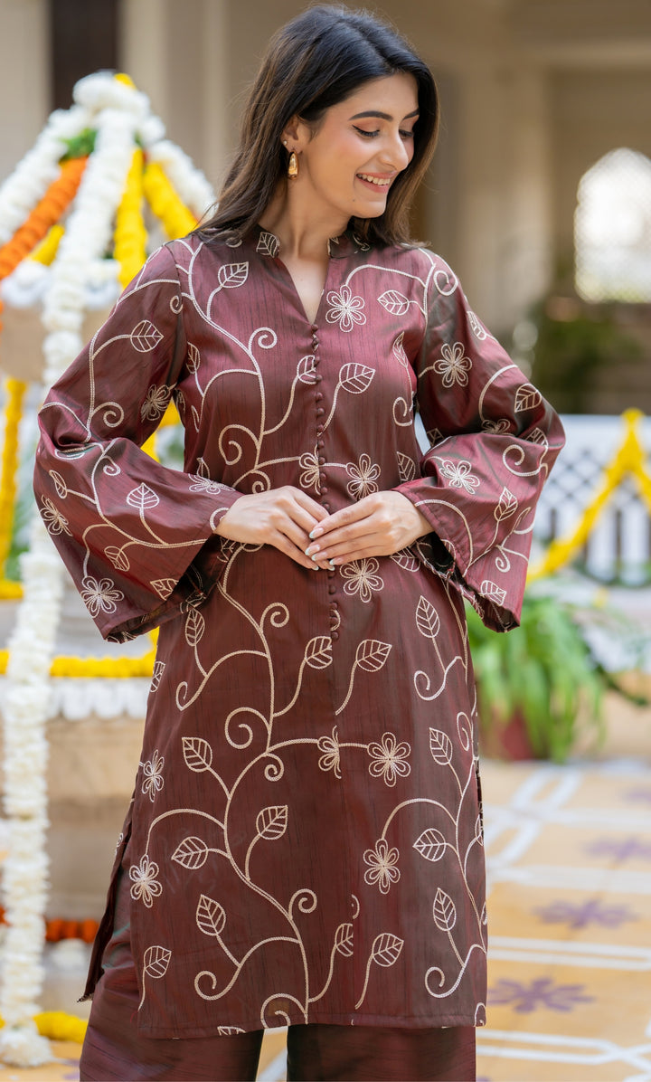 Brown Rang Tissue Co-ord Set