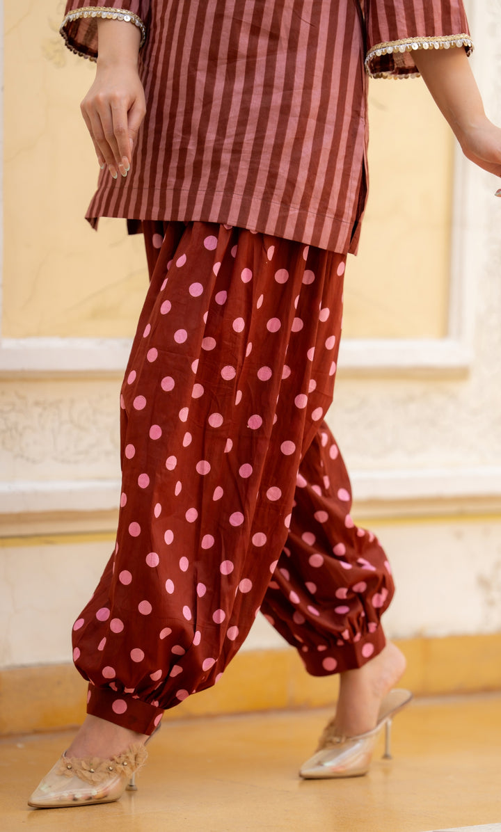 Seyran Brown Stripe Co-ord Set