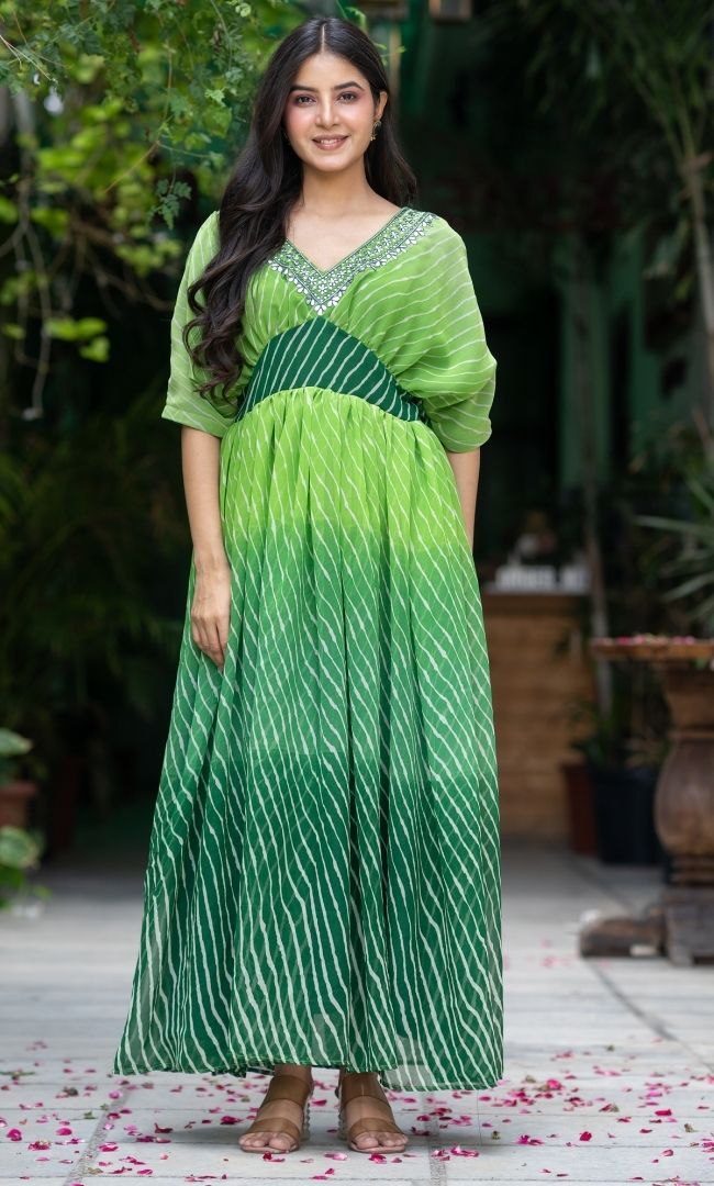 Royal Green Leheriya Ethnic Dress