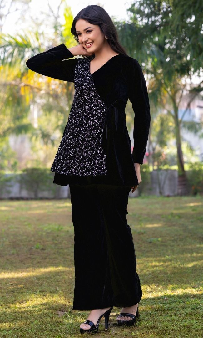 Black Embroidered Co-ord Set