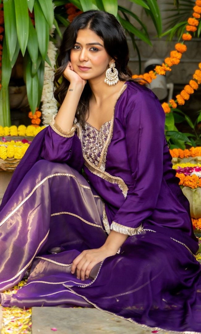 Jasmin Purple Sharara set