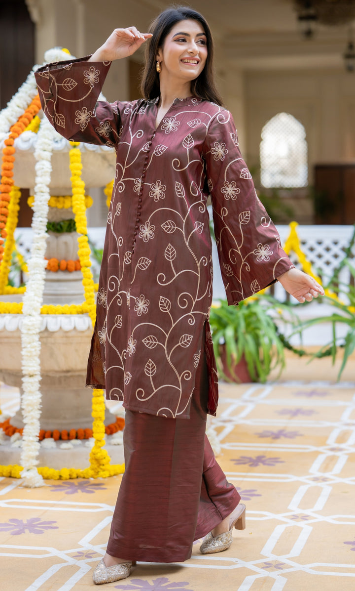 Brown Rang Tissue Co-ord Set