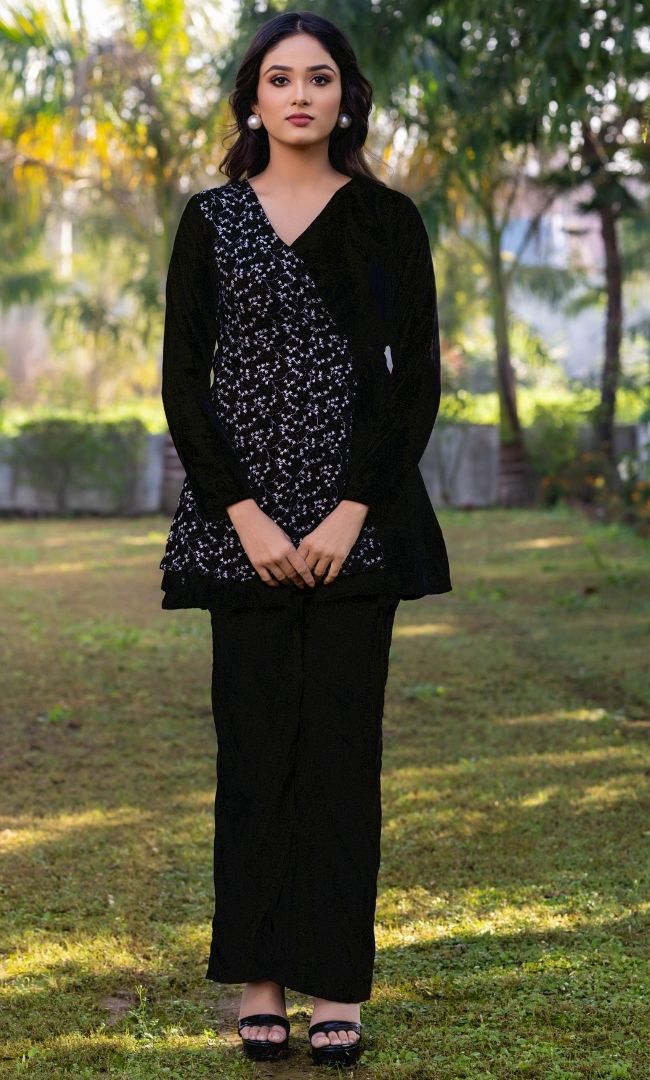 Black Embroidered Co-ord Set