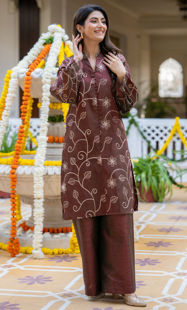 Brown Rang Tissue Co-ord Set