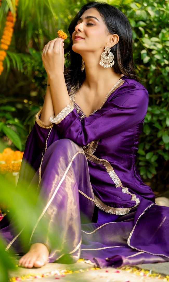 Jasmin Purple Sharara set