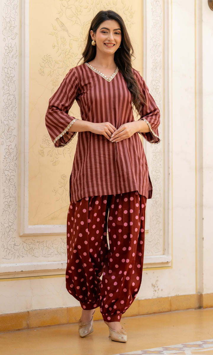 Seyran Brown Stripe Co-ord Set