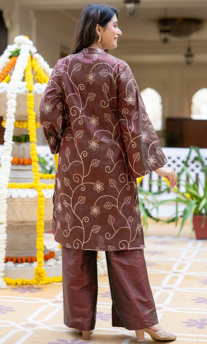 Brown Rang Tissue Co-ord Set