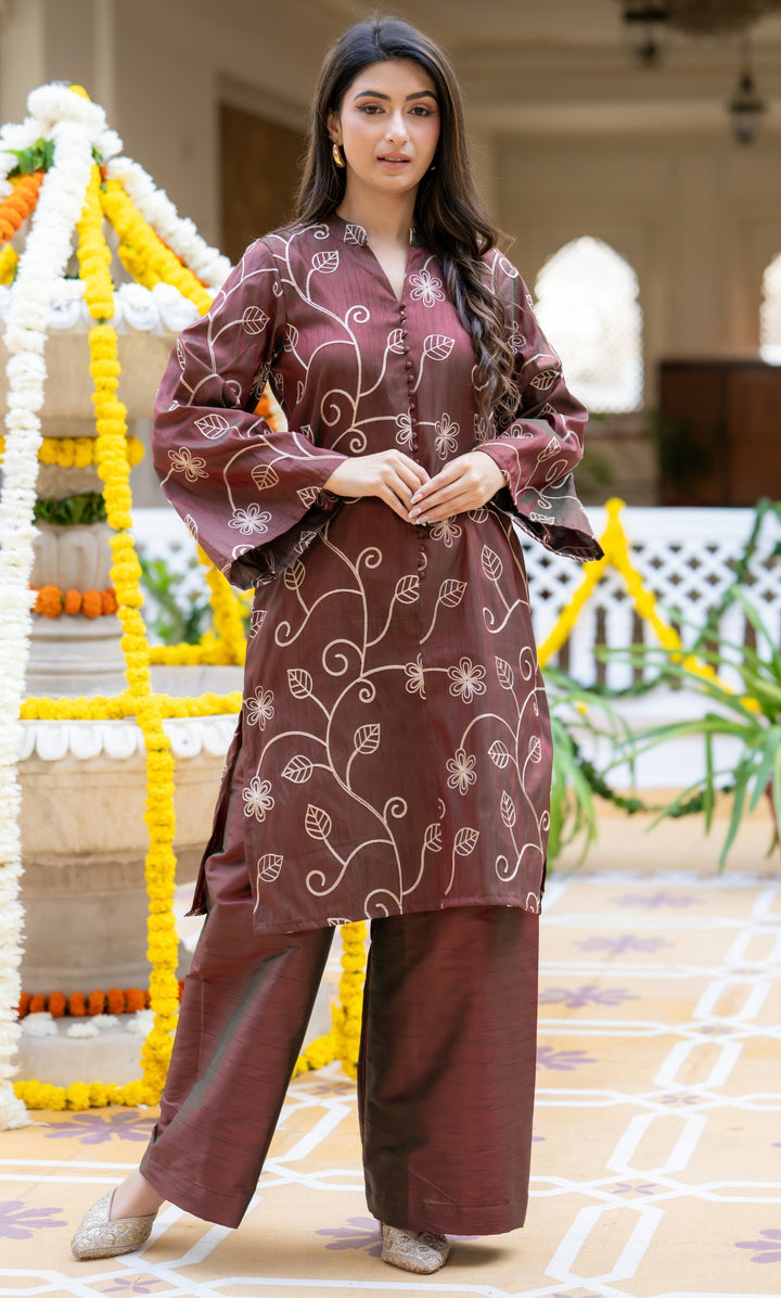 Brown Rang Tissue Co-ord Set