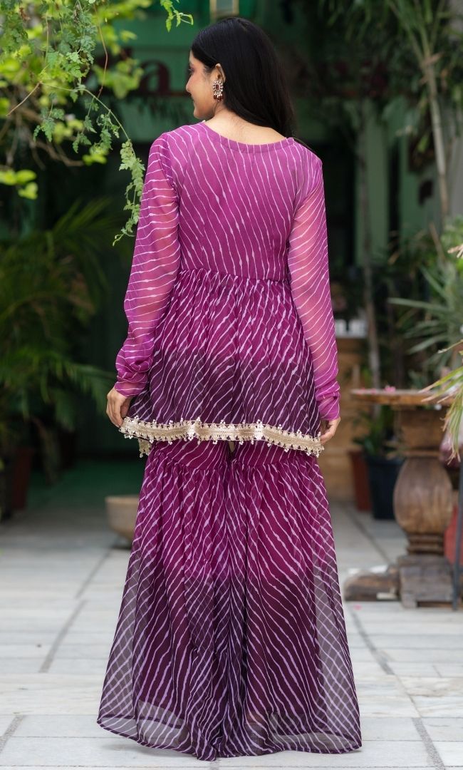 Allie Purple Leheriya Sharara Set