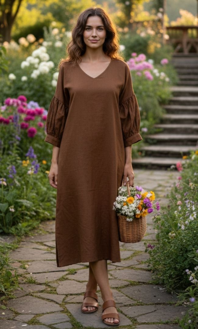 Dried Peony Brown Dress