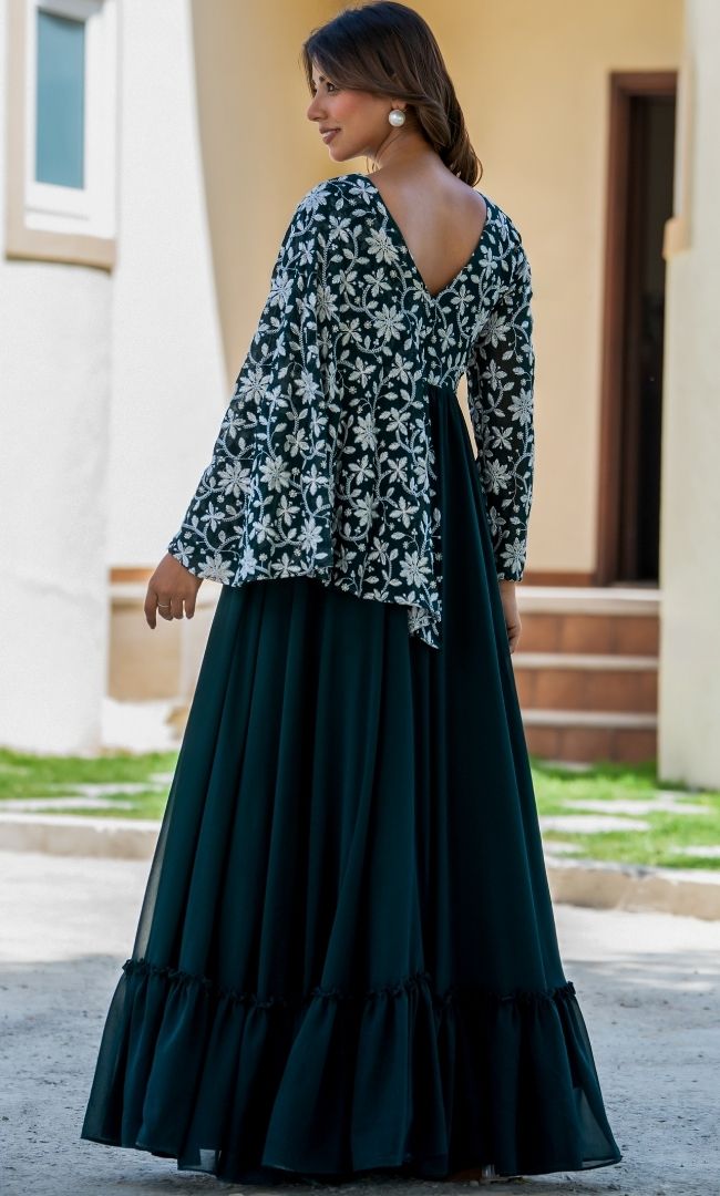 Vinaval Embroidered Green Gown