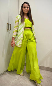 Saaz Green Leheriya Set