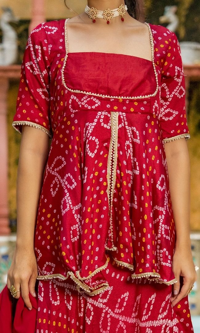 Mehrunisa Bandhej Skirt Set